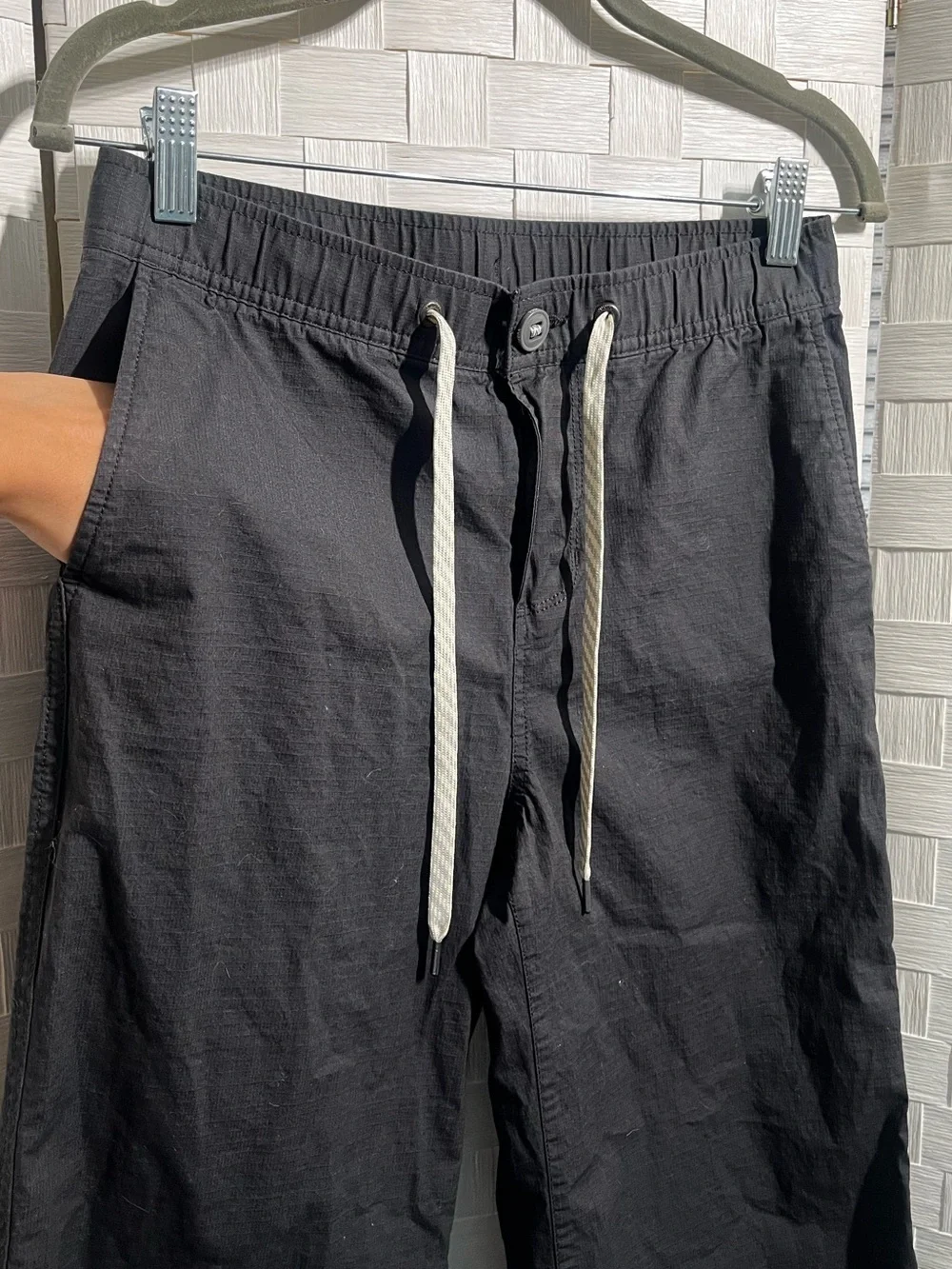 Vuori Ripstop Wide Leg Pants Womens Small Gray Drawstring Cropped Chino Organic